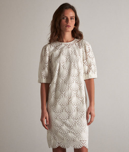 Picture of GRAZIA WHITE EMBROIDERED COTTON MINI DRESS